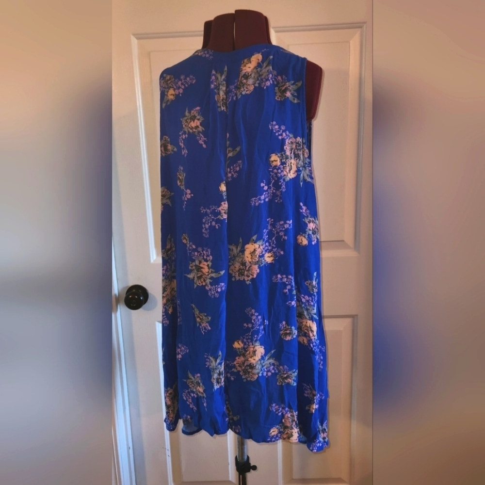Free People Snap Out of It Blue Floral Medium Boho Tunic Dress - Picture 9 of 12